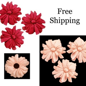 3 Pieces of 5&quot; Charmeuse Flower Appliques - FREE SHIPPING