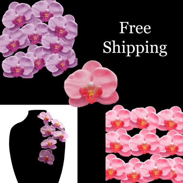 10 Pieces Lilac Orchid Silk Flowers - FREE SHIPPING