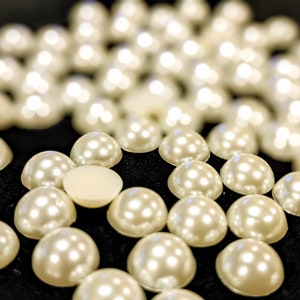 RITIKA CRAFT 8mm White Half Cut Round Moti Faux Pearls Flat Back Cabochons  Pearls for Crafts and Decoration (400 pcs) - ritikacraft