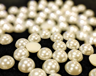 Ivory Round Flat Back Pearls - FREE SHIPPING