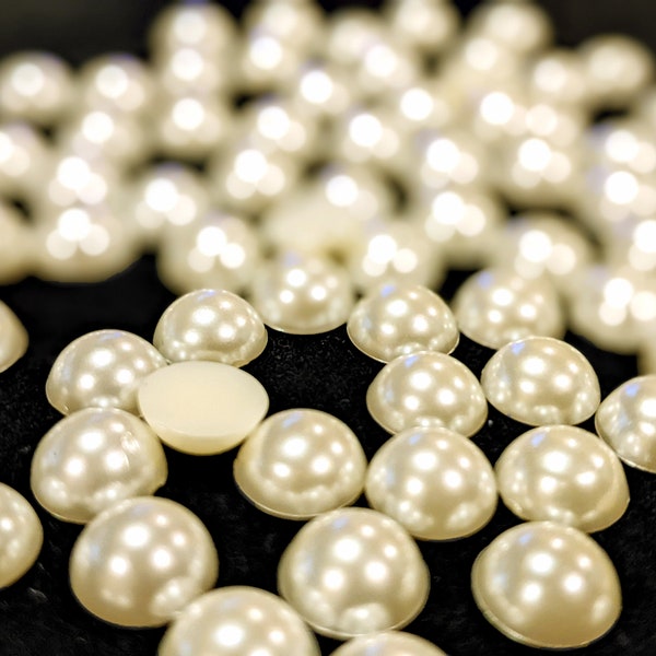 Ivory Round Flat Back Pearls - FREE SHIPPING