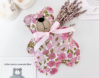 Liberty Lavender Bear: Aromatherapy Wellness Gift - Poppy Pink Liberty print