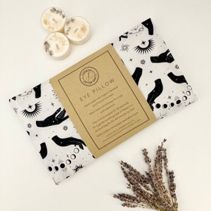 Weighted Eye Pillow - Organic flaxseed and lavender- aromatherapy- Celestial Hands Print - palmistry