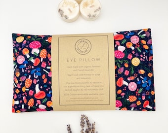 Weighted Eye Pillow - Organic flaxseed and lavender- aromatherapy- Holiday Mushrooms Print
