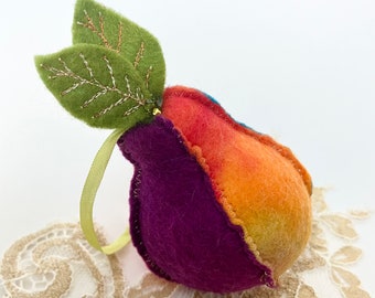 Artisan felt pear hanging ornament