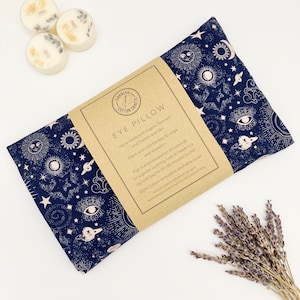 Weighted Eye Pillow - Organic flaxseed and lavender- aromatherapy- Celestial Suns and Moons Print