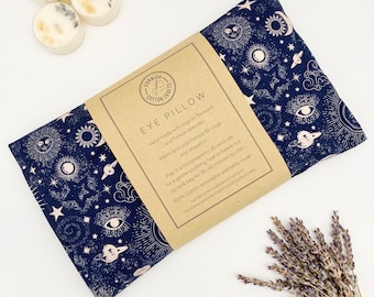 Weighted Eye Pillow - Organic flaxseed and lavender- aromatherapy- Celestial Suns and Moons Print