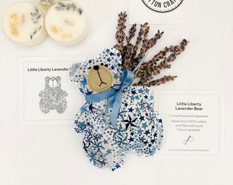 Little Liberty Lavender Bear - wellness relaxation sleep aid - Blue Stars Print