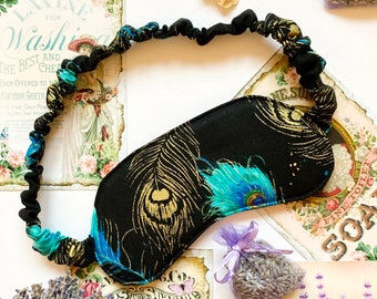 Silk Sleep Mask Peacock Feathers