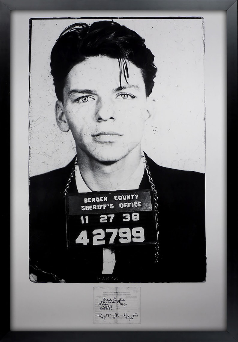 Frank Sinatra Mug Shot Poster Framed and Ready to Hang. image 2