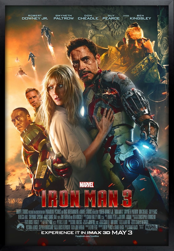 Iron Man 3 Movie Poster Framed and Ready to Hang. - Etsy Sweden