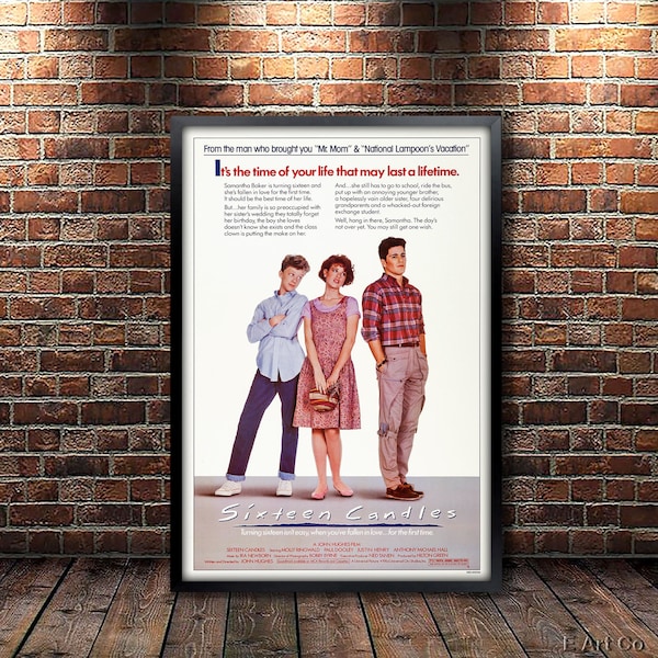 Sixteen Candles Movie Poster Framed and Ready to Hang.