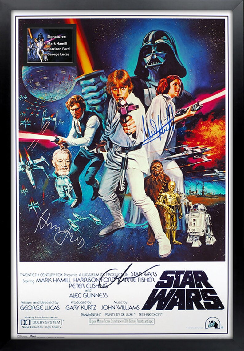Star Wars Signed Movie Poster Framed and Ready to Hang Etsy