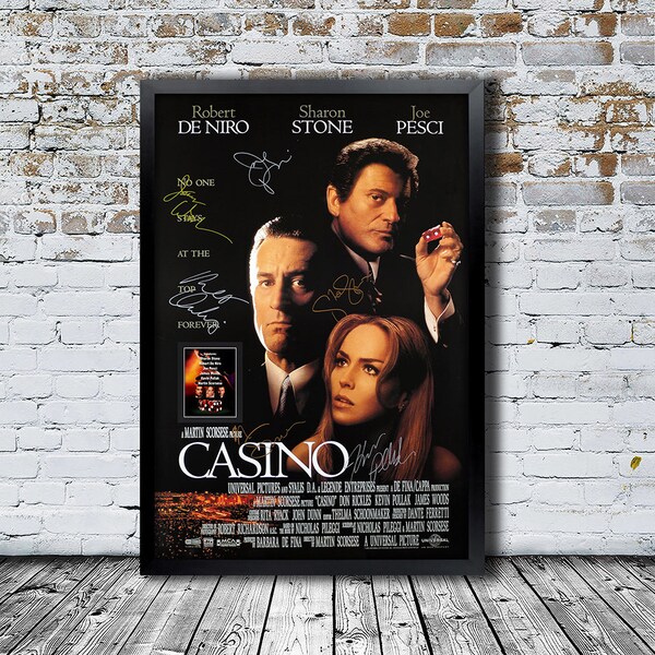 Casino Signed   Movie PosterFramed and Ready to Hang, Collectible Memorabilia, Reprint Autographs, Signature