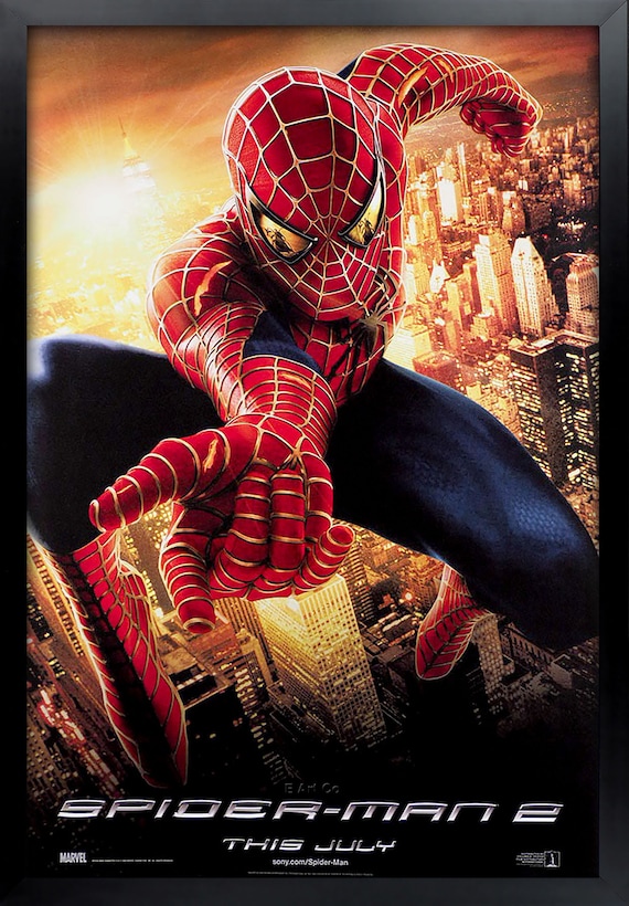 Spider Man 2 Movie Poster Framed and Ready to Hang. -  Israel