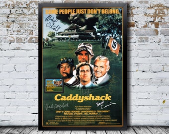 Caddyshack Autographed Movie Poster–Framed, Ready to Hang, with Reprint Autographs & Signature,Collectible Memorabilia,Theater,Media room