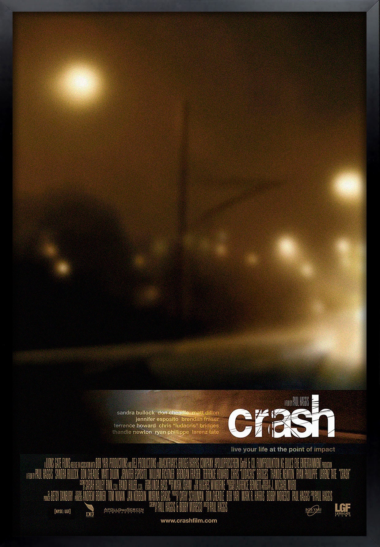 Crash Movie Poster Framed and Ready to Hang. 