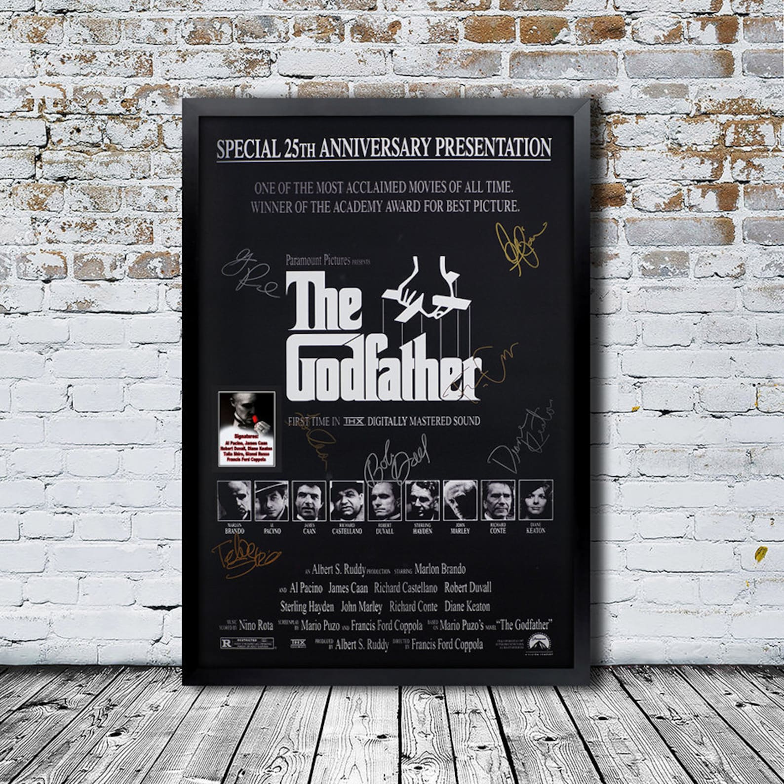 The Godfather Signed Movie Poster Framed and Ready to Hang Etsy