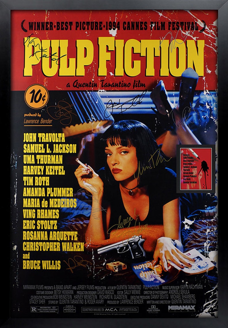 Pulp Fiction Signed Movie Poster Framed and Ready to Hang Etsy
