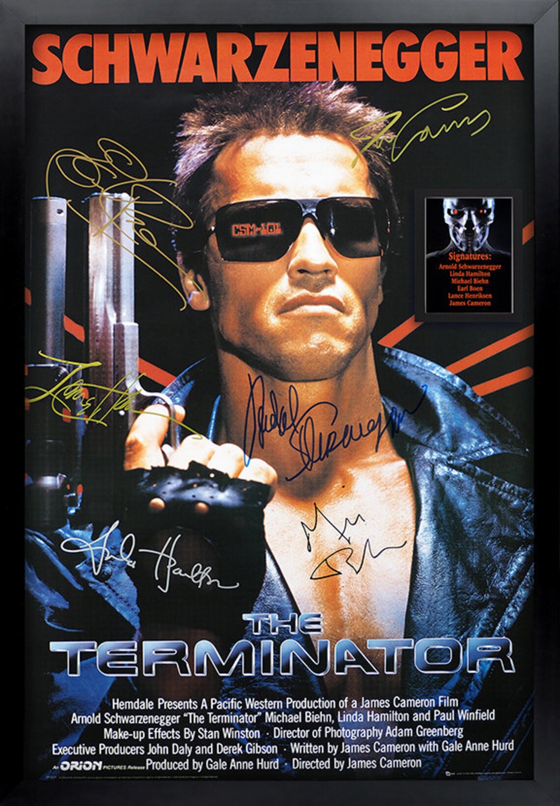The Terminator Signed Movie Poster Framed and Ready to Hang Etsy