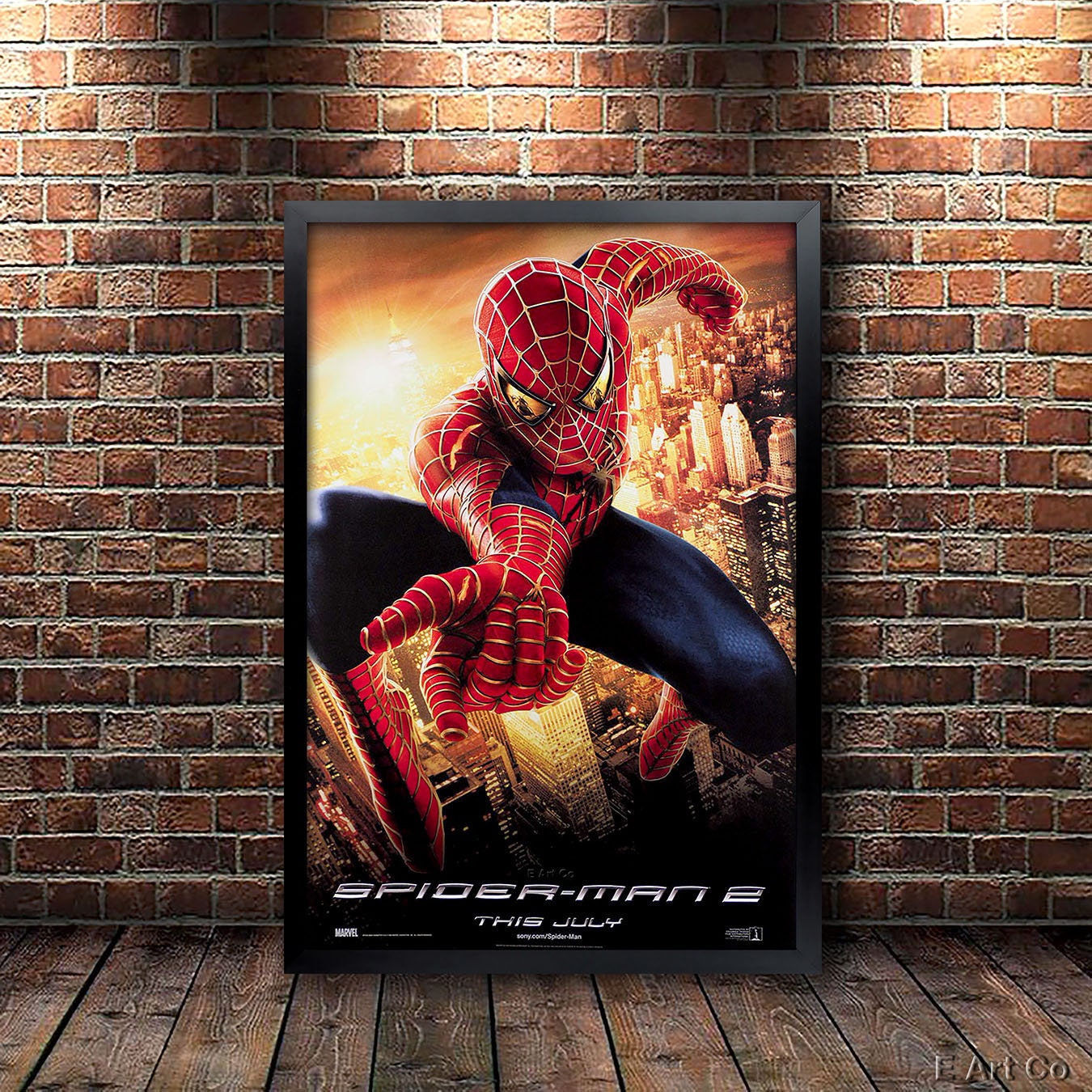 Affiche du film Spider Man 2 encadrée et prête à être accrochée