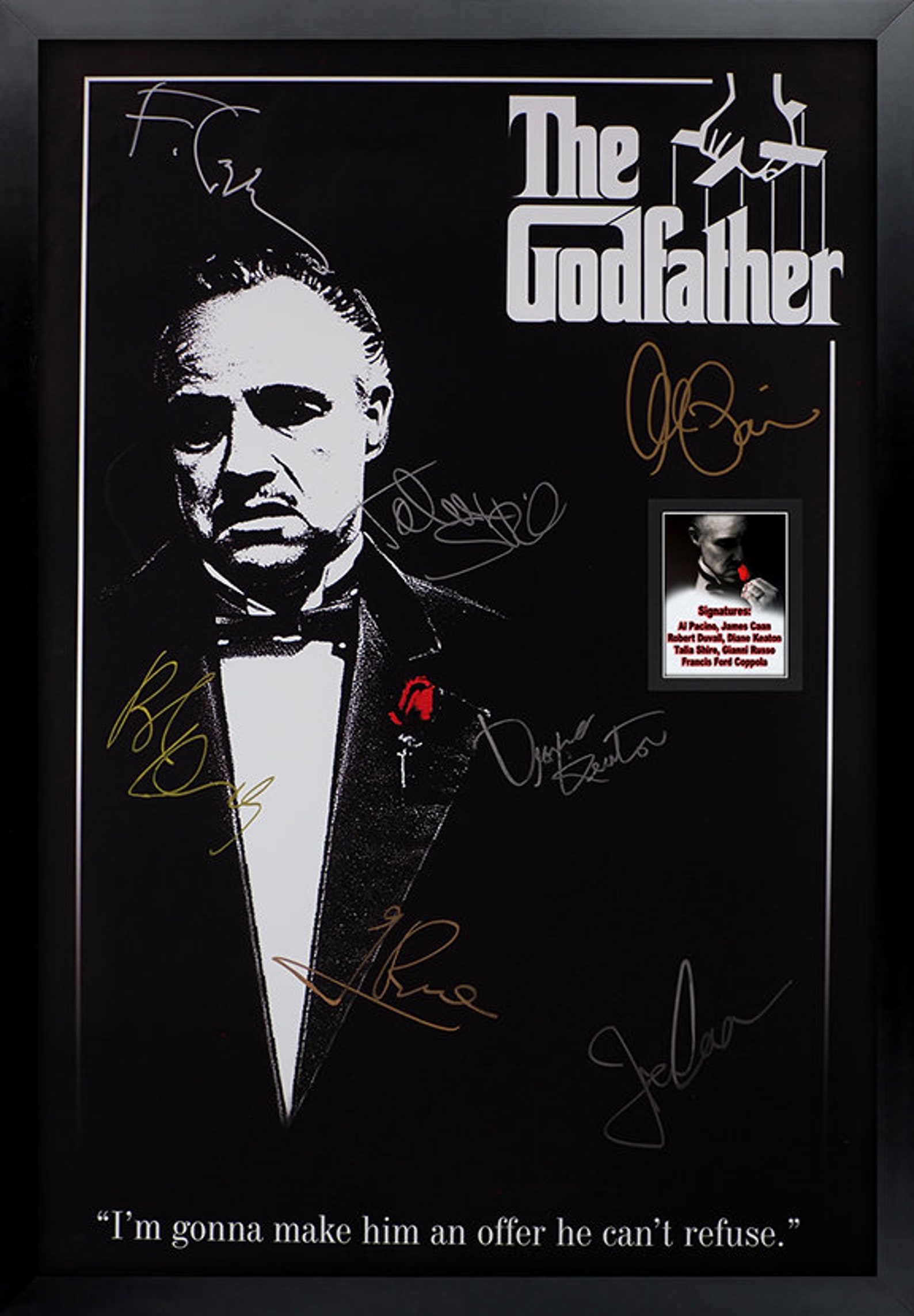 The Godfather Signed Movie PosterFramed and Ready to Hang Etsy.de