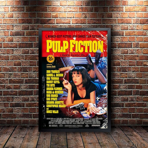 Pulp Fiction Movie Poster Framed and Ready to Hang. 