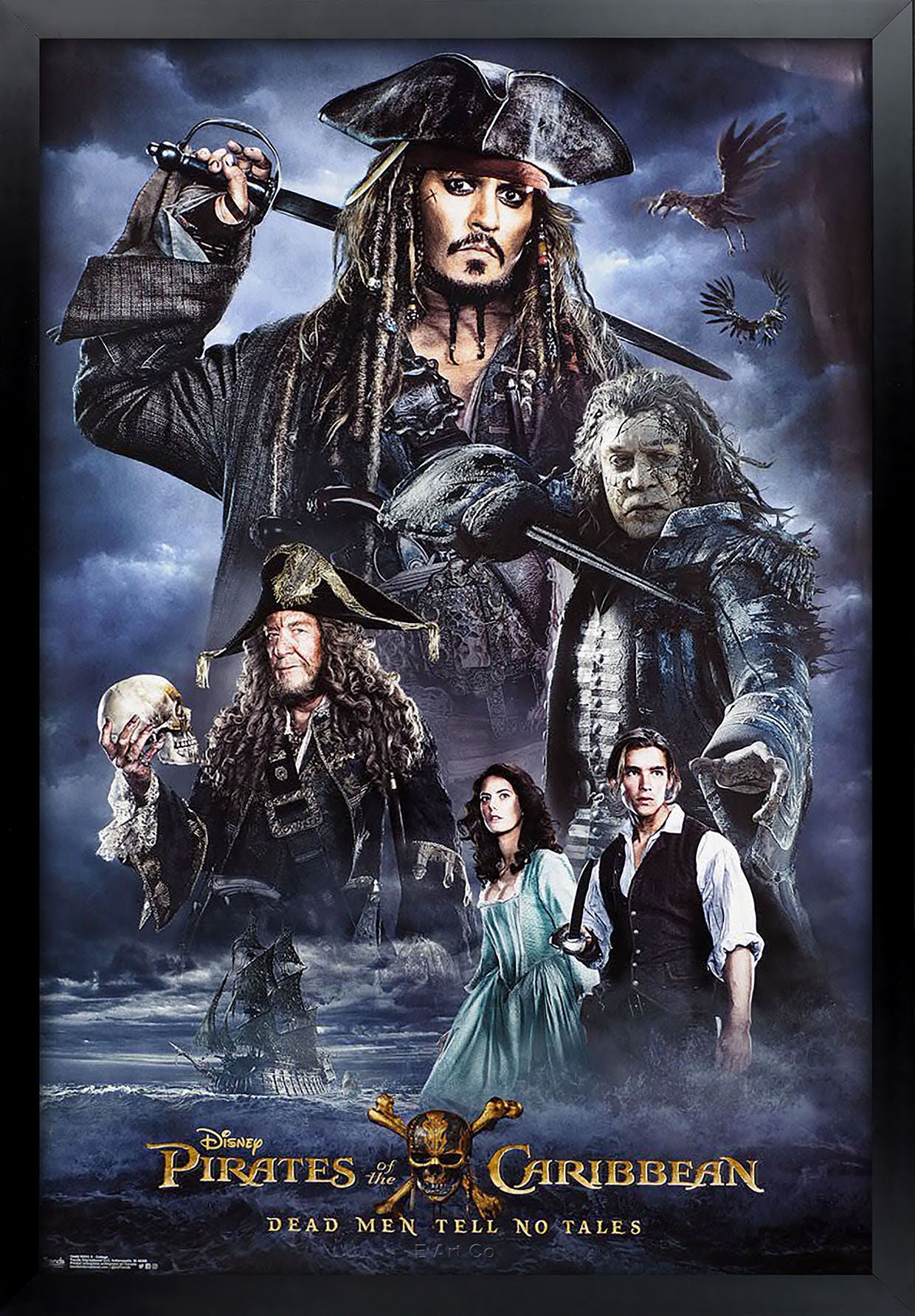 Pirates of the Caribbean Movie Poster Framed and Ready to Etsy