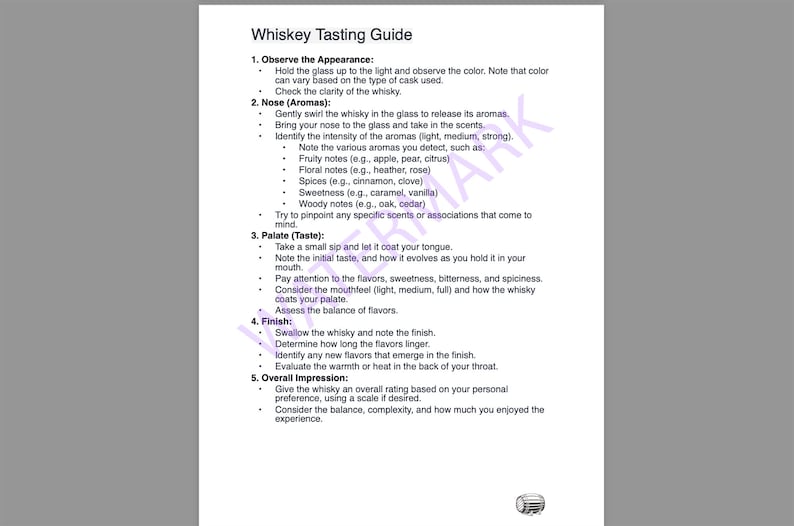 Printable Whisky Tasting Sheet Pdf