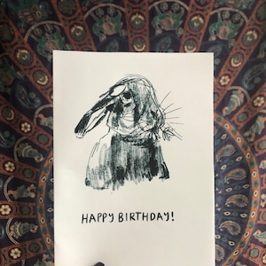 Bunny Birthday card printable, Digital blank birthday card printable, instant download birthday card printable