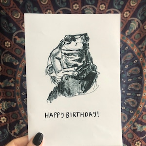 Frog Birthday card printable, Digital blank birthday card printable, instant download birthday card printable