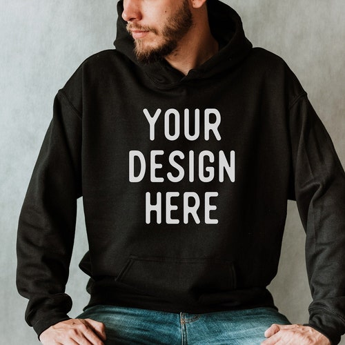 Gildan 18500 Black Mockup Black Hoodie Mockup Model Mockup - Etsy