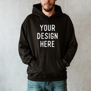 Gildan 18500 Black Mockup Black Hoodie Mockup Model Mockup - Etsy