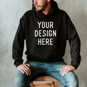 Gildan 18500 Black Mockup Black Hoodie Mockup Model Mockup - Etsy