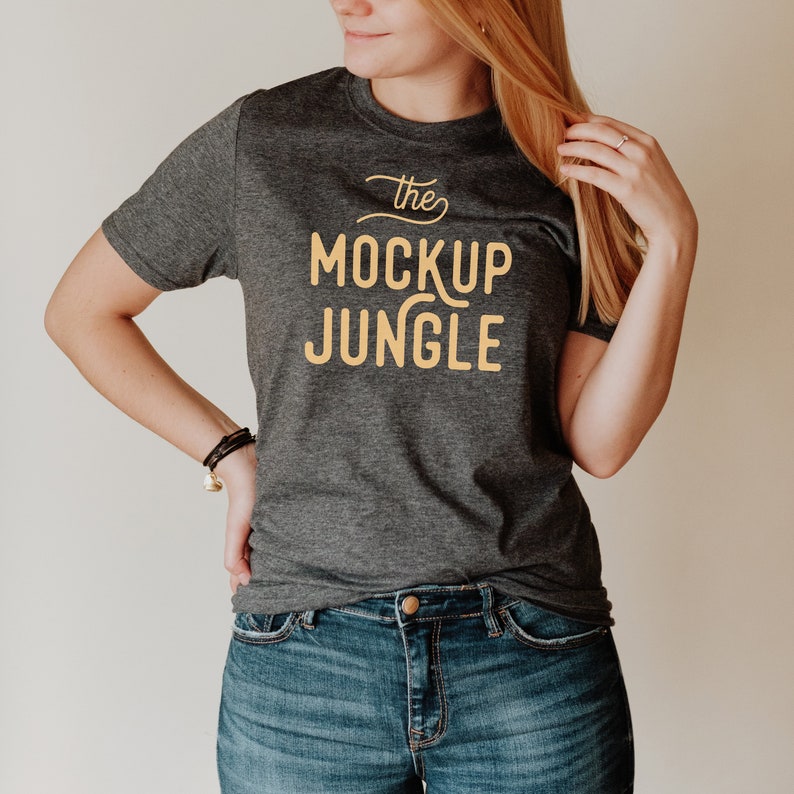 Download Dark Heather Gildan 64000 T-shirt Mockup Lifestyle mockup | Etsy