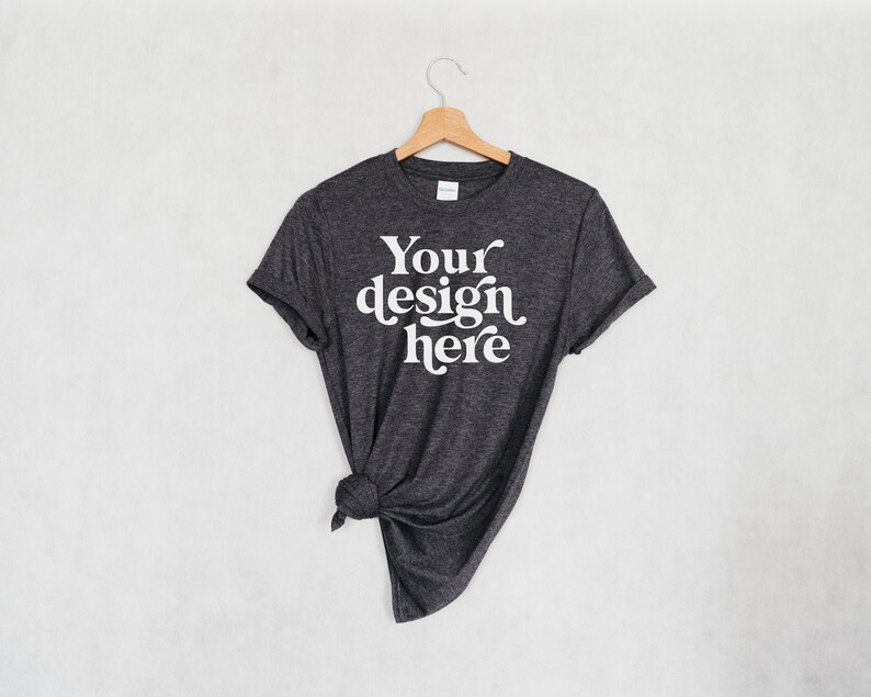 Simple Dark Heather Gildan 64000 Mockup Dark Heather Gildan Mockup T-shirt mockup