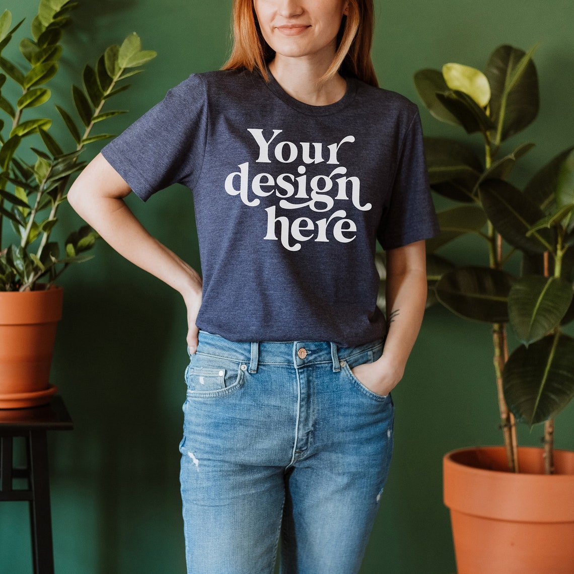 Heather Midnight Navy Bella Canvas 3001 Mockup T-shirt - Etsy