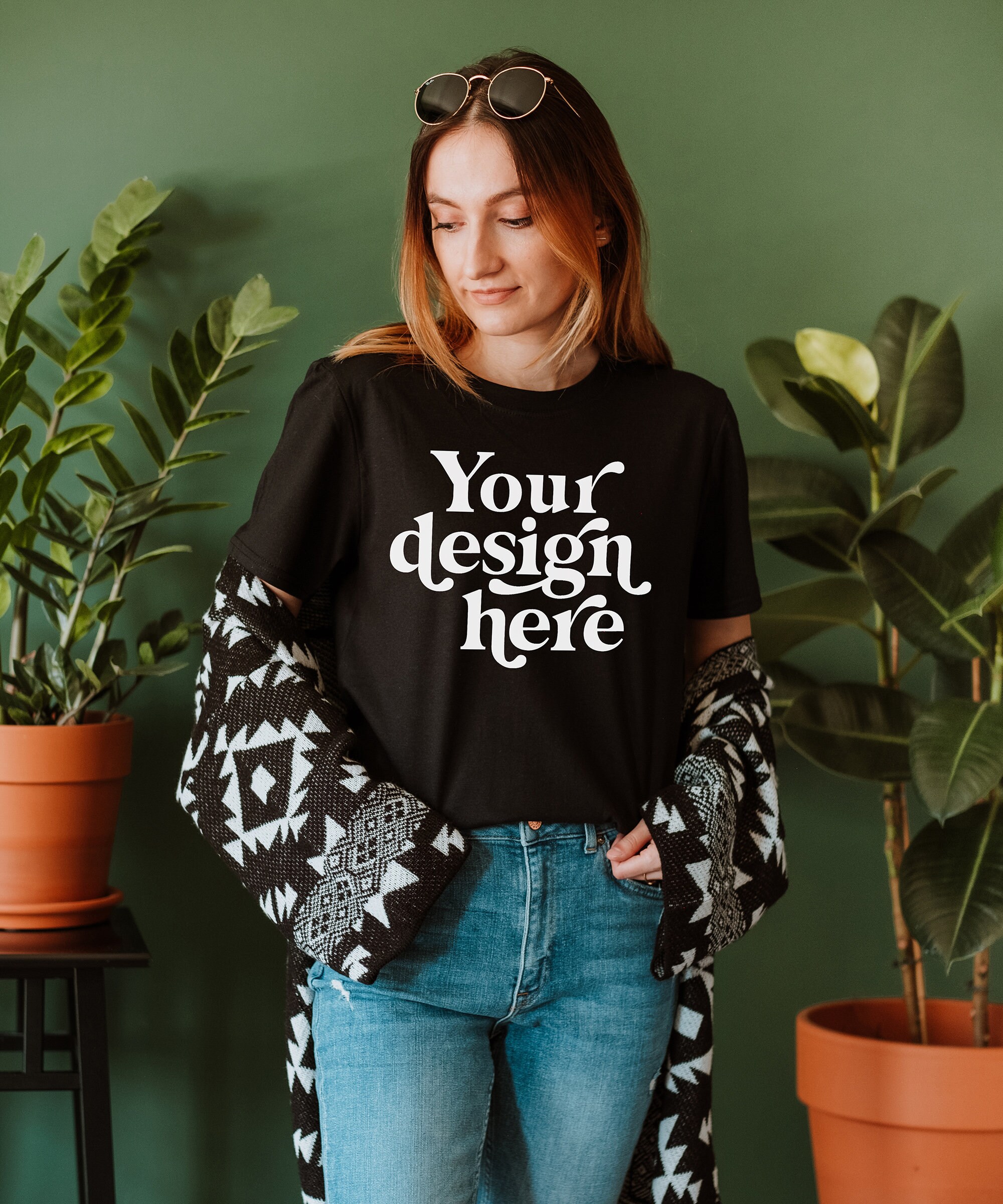 Download Gildan 64000 mockup Black T-shirt mockup black Blank T ...