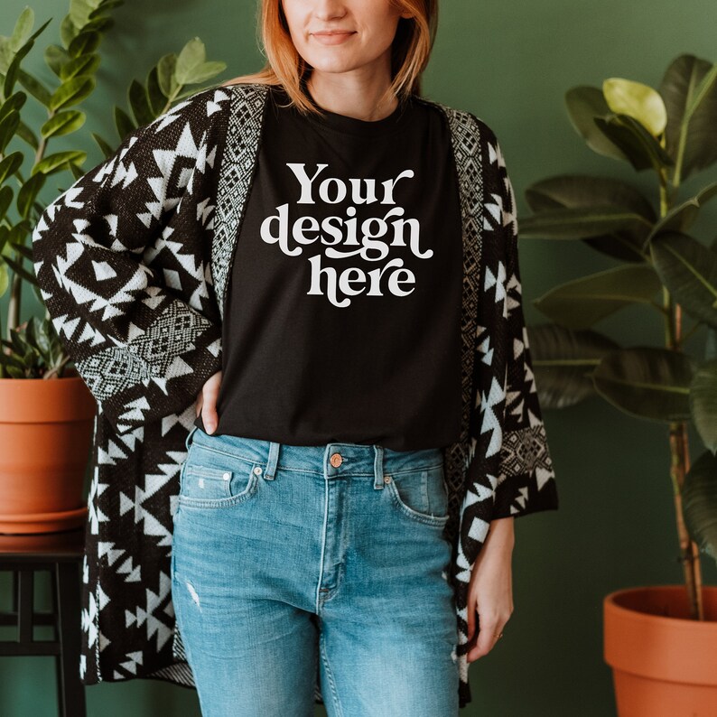 Download Gildan 64000 Black Mockup T-shirt mockup black Blank T ...