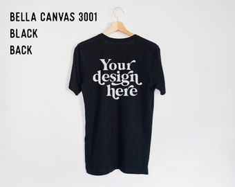 Back of the Bella Canvas 3001 Shirt Black Mockup, T-shirt Mockup, Black Bella Canvas t-shirt mockup