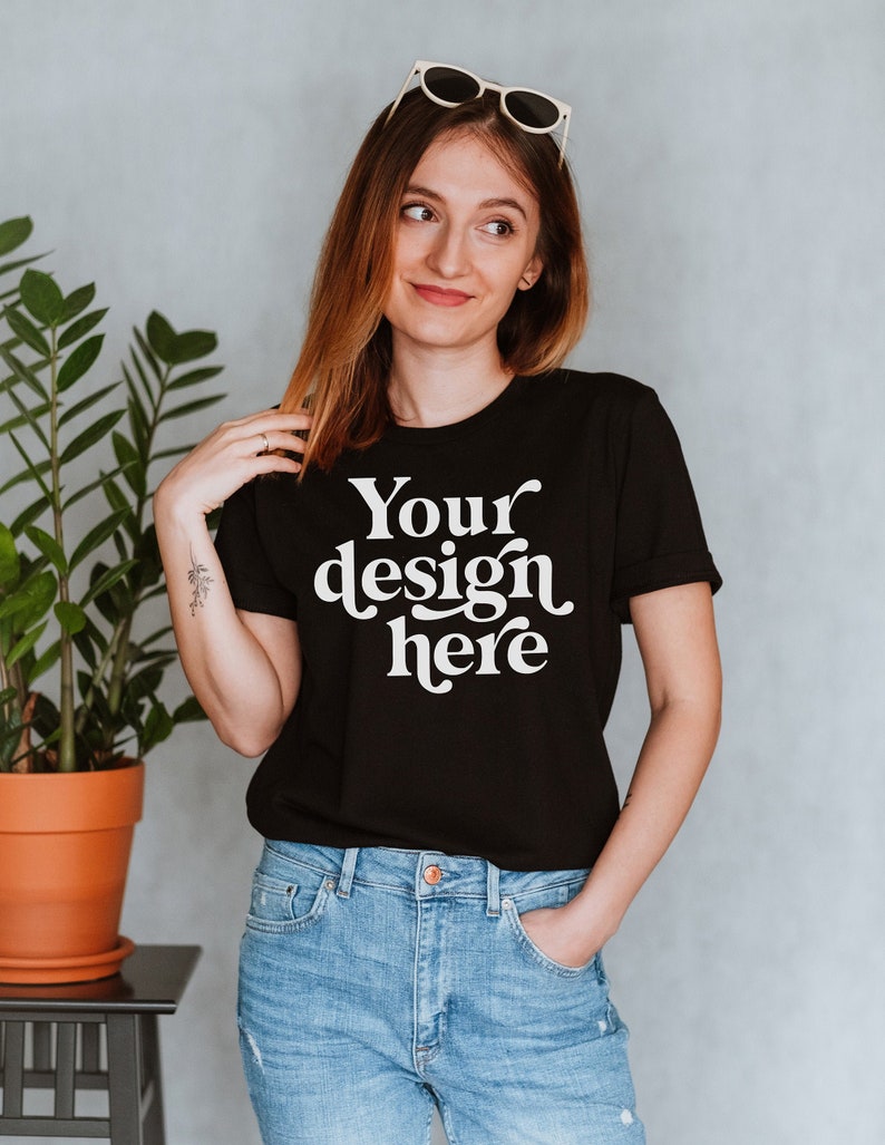 Download Bella Canvas 3001 Black Mockup T-shirt Mockup Model t-shirt | Etsy