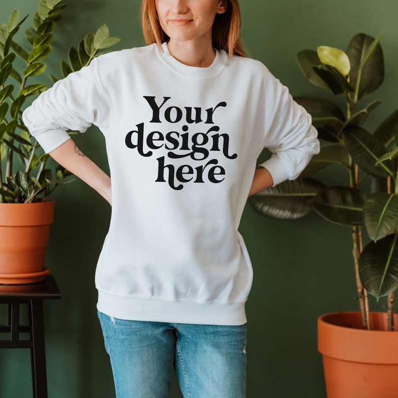 Download Gildan 18000 white mockup Gildan sweatshirt mockup Gildan | Etsy