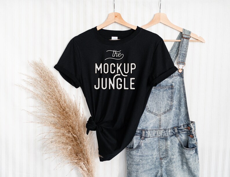 Download Gildan 64000 mockup Black T-shirt mockup black Blank T ...