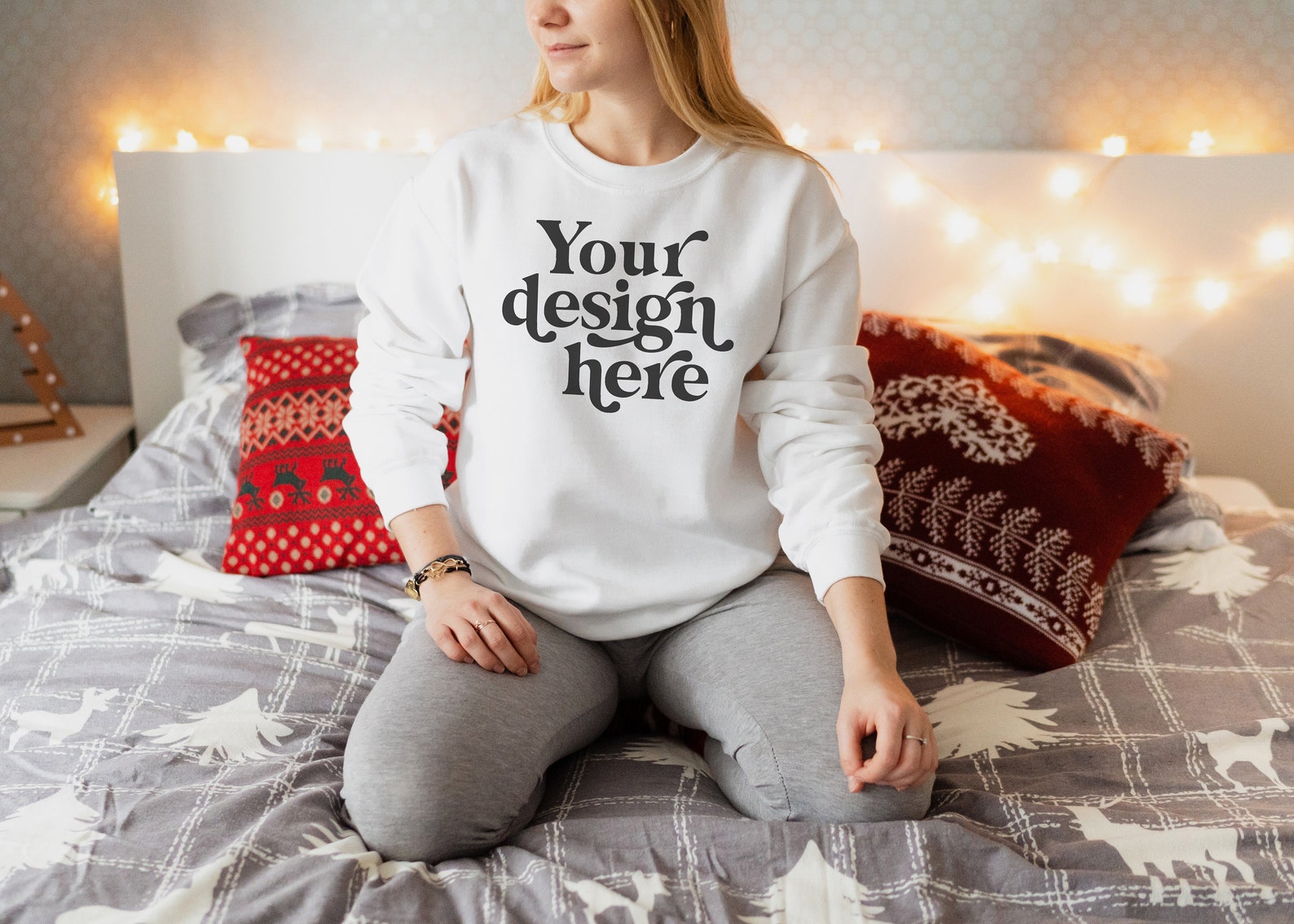 Download Gildan 18000 White Christmas Mockup Gildan sweatshirt mockup | Etsy