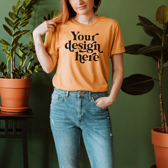 Bella Canvas 3001 Mockup Bella Canvas Heather Mustard Shirt | Etsy