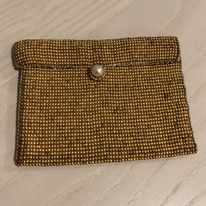 Antique French gold beaded wallet