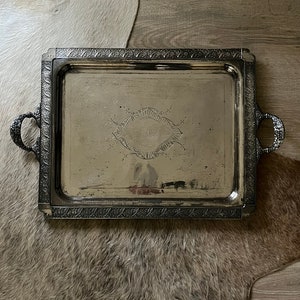 Silver plate antique etched tray