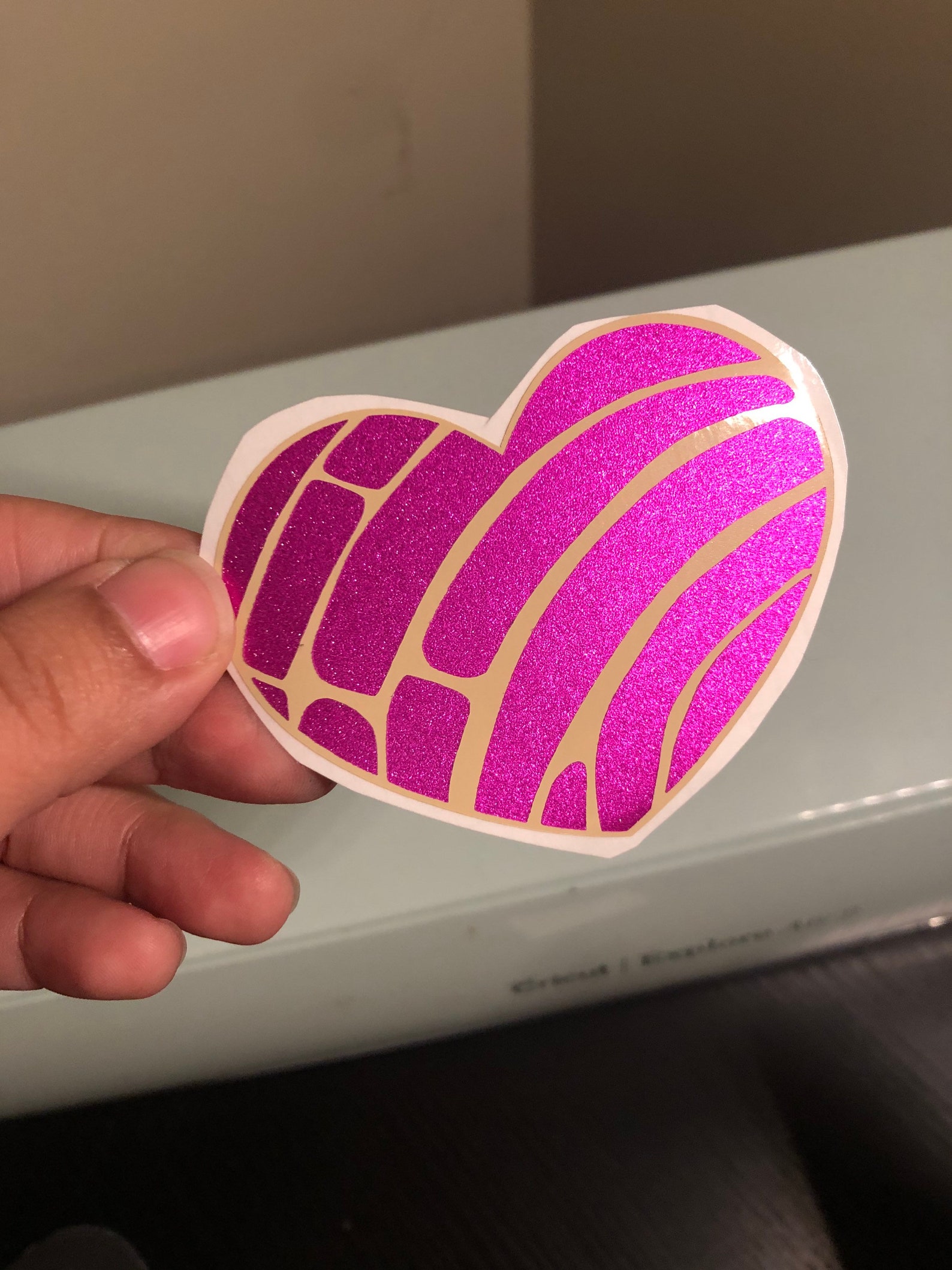 Glitter Heart Shaped Concha Vinyl Decal Glitter vinyl Etsy