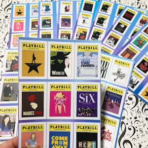 Broadway Playbill Sticker Sheet - Musical Sticker Sheet, Broadway Stickers, Playbill Stickers, Hamilton, Wicked, Six, Dear Evan Hansen