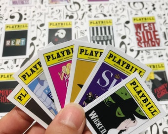 Broadway Playbill Stickers (Vinyl) - Musical Stickers, Hamilton, Waitress, Six, Hadestown, Kimberley Akimbo, & Juliet, and MORE